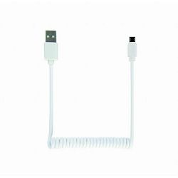 Gembird Coiled Micro-USB cable, 1.8m, white