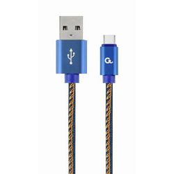 Gembird Premium jeans (denim) Type-C USB cable with metal connectors, 1m, blue