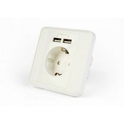 Gembird AC wall socket with 2 port USB charger, 2.4A