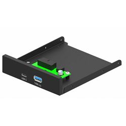 Gembird Internal 3.5'' front PC panel, USB 3.1 Type-A Type-C port, black