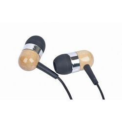 Gembird MP3 stereo earphones, gold plated 3.5 mm jack, wooden