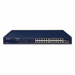 Planet 25-Port Unmanaged Switch w 24 PoE Ports (24x 100Mbps RJ45 802.3at PoE 1x combo GbE SFP)