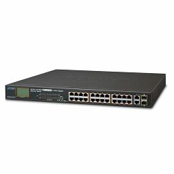 Planet 24-Port 10 100TX 802.3at PoE 2-Port Gigabit TP SFP Combo Desktop Switch