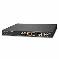 Planet 16-Port RJ45 Gig 802.3at PoE 4-Port Gigabit TP SFP Combo L2 Managed Switch 220W