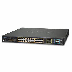 Planet L2 24-Port 10 100 1000T 802.3at PoE 4-Port 10G SFP Managed Switch with Redundant Power System