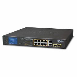 Planet 8-Port GbE 802.3at PoE 2 Port GbE 2-Port 1000X SFP Switch with LCD Monitor