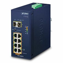 Planet Industrial 8-Port GbE 802.3at PoE (240W) 2-Port 100 1000X SFP Switch (-40~75 degrees C)