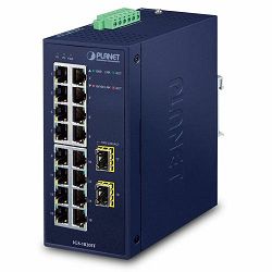 Planet Industrial 16-Port GbE 2-Port 1000X SFP Ethernet Switch