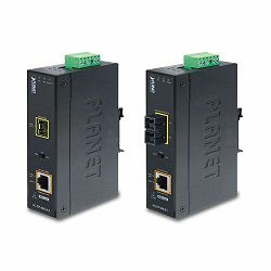 Planet 1000BASE-LX to 10 100 1000BASE-T 802.3at PoE Industrial Media Converter (SC,SM) -10km