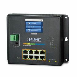 Planet Industrial L2 8-Port 10 100 1000T 802.3at PoE 2-Port 100 1000X SFP Wall-mount Managed Switch with LCD touch screen