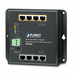 Planet Industrial 8-Port 10 100 1000T Wall-mount Managed Switch with 4-Port PoE (-40~75 degrees C)