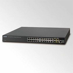 Planet 24G TP with 4 Shared 1000X SFP, 4 Optional 10G Slots, Layer 3 IPv6 Managed Switch