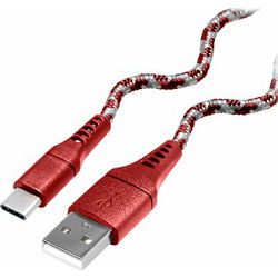 Transmedia Flexible red cable USB type A plug to USB type C plug, 1m