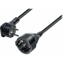 Transmedia Schuko flat plug Extension cable, Angled, 2m