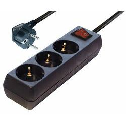 Transmedia 3-way Schuko power strip black